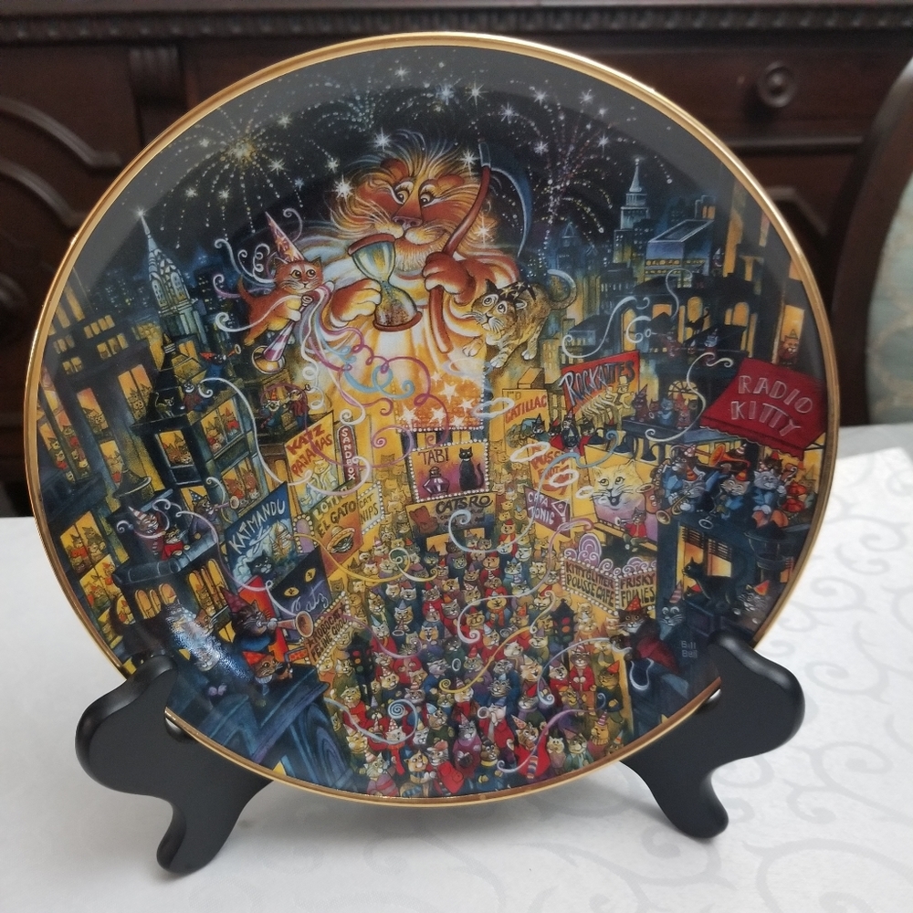 Purring In The Mew Year Collectible Plate by Bill Bell